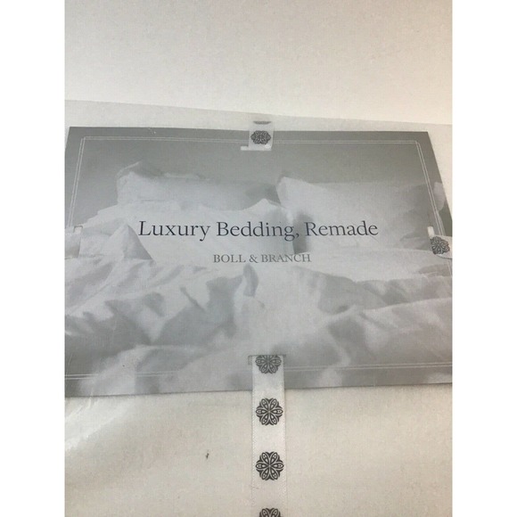 Boll & Branch Full Size Organic Cotton Sheet Set, White with Pewter Banding NEW - Picture 6 of 8